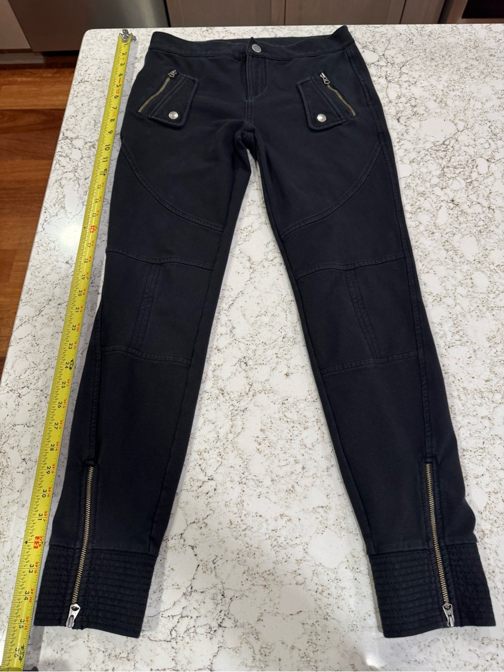 Armani Exchange Women's Black Moto-Style Skinny Pants